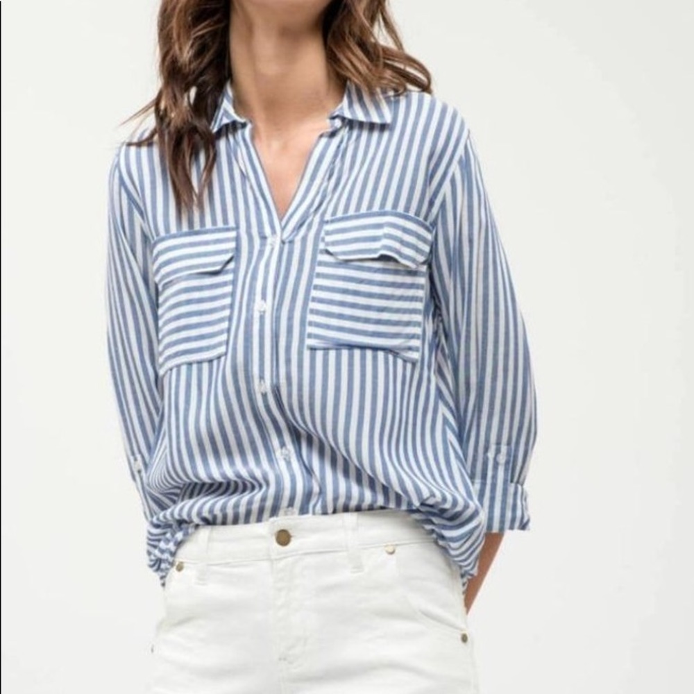 New Blu Pepper blue striped blouse